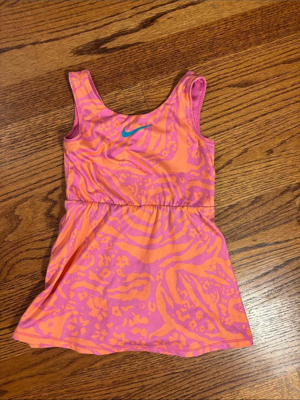 Nike Girl Pink/Orange Animal Print Tank One Piece Athletic Dress Sz 2T